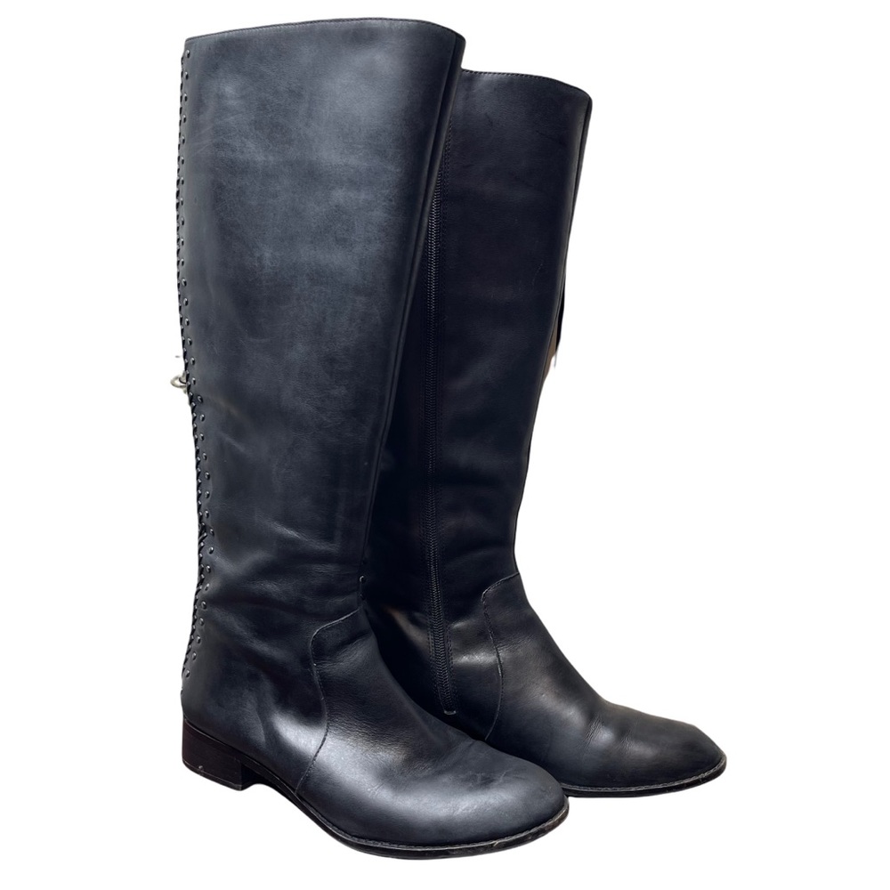 Antonio Melani Pembrookes Braided Back Detail Block Heel Riding Boots Black 8